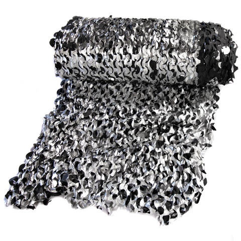 Metallic Black/Silver Camo Netting - Fire Retardant [Bulk Roll]
